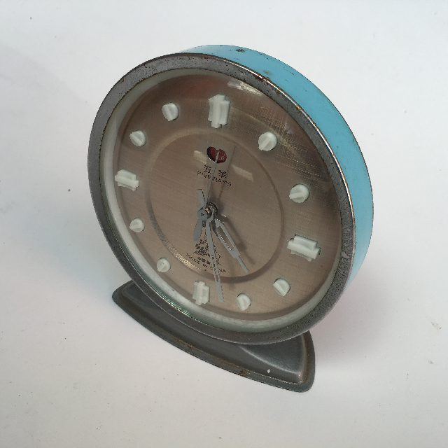 CLOCK, Alarm - Pale Blue with Copper Face